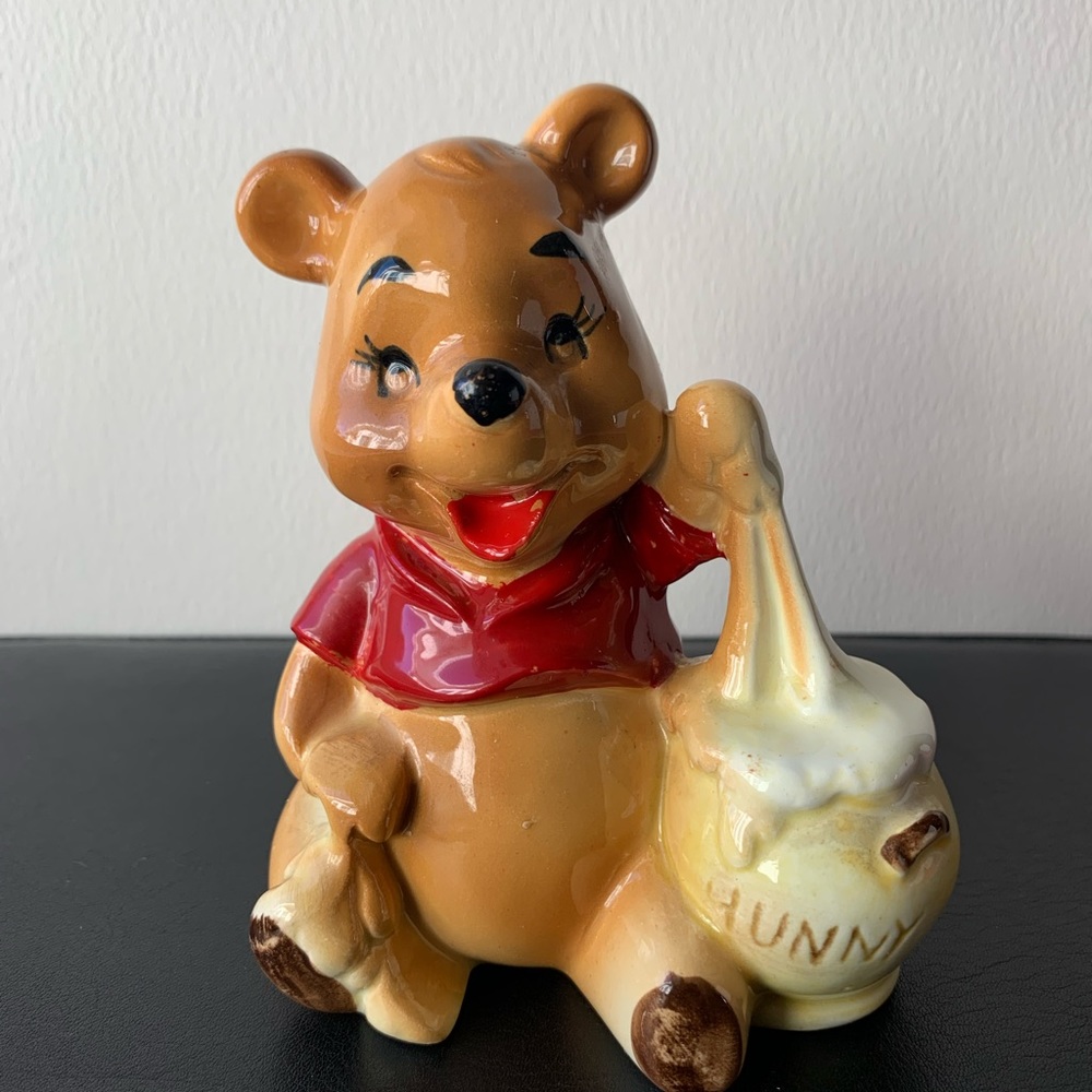 Vintage Disney Winnie the Pooh with Honey Pot Ceramic Figurine made in Japan